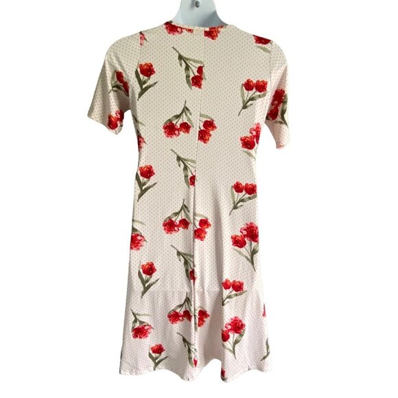 Paisley Raye Short Sleeve Pullover Dress with Red Flowers Women's XL - Picture 6 of 9